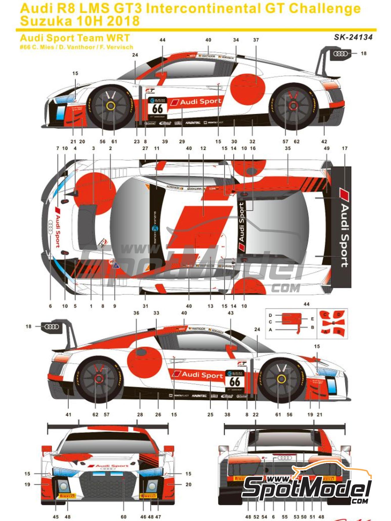 SK Decals SK24134: Marking / livery 1/24 scale - Audi R8 LMS GT3